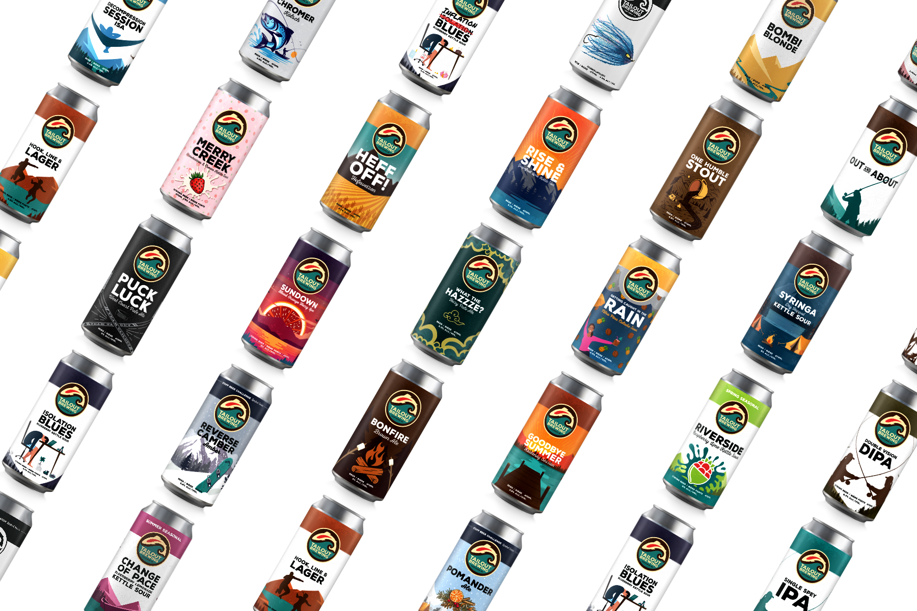 Tailout Brewing Beer Label Design Collage