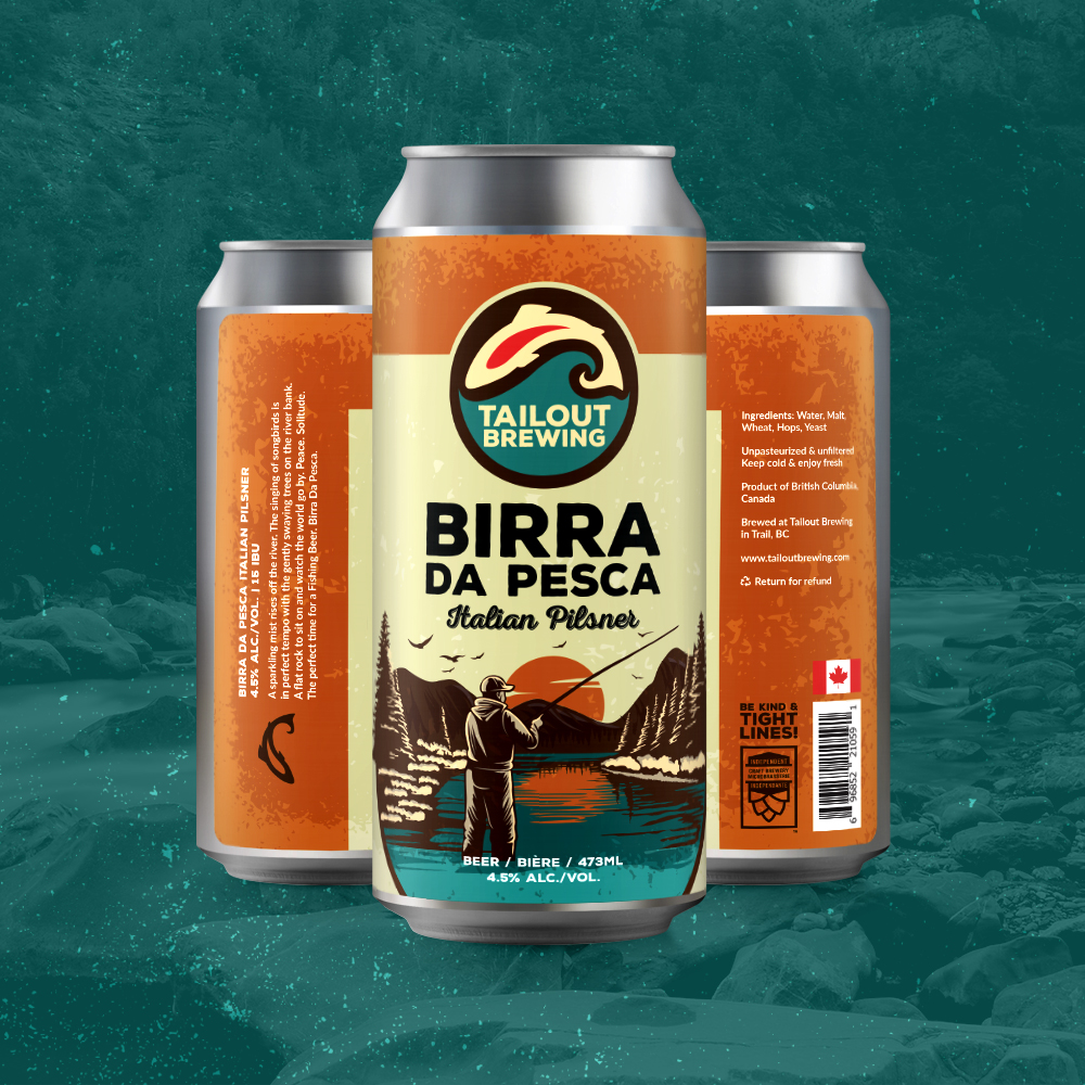 Tailout Brewing Birra Da Pesca Italian Pilsner Label Design